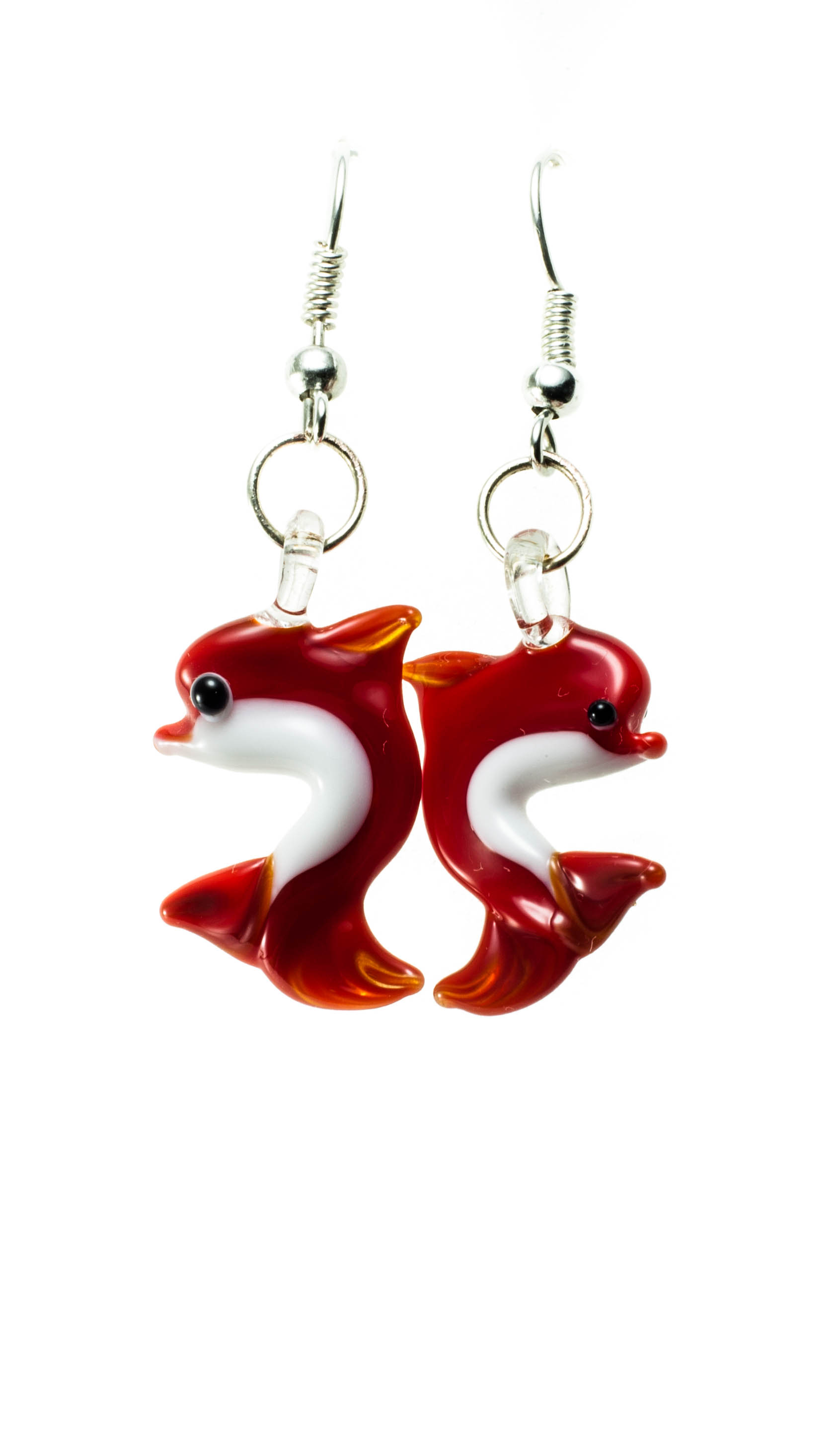 Naušnice Delfini crvena pastel